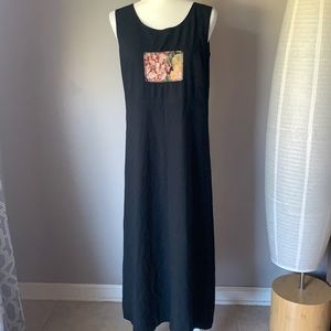 chinese dress ladies Floral Patchwork Printed Maxi Dress Blue